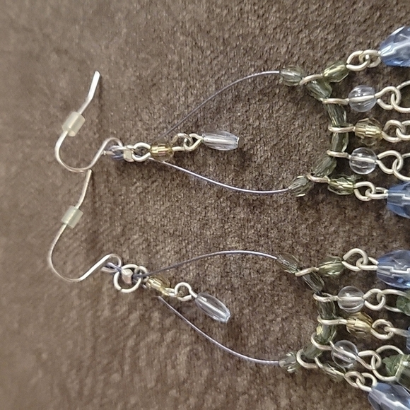3/$30 HANDMADE 90s Teardrop Chandalier Dangle Hook Great Gatsby Earrings - Picture 4 of 6